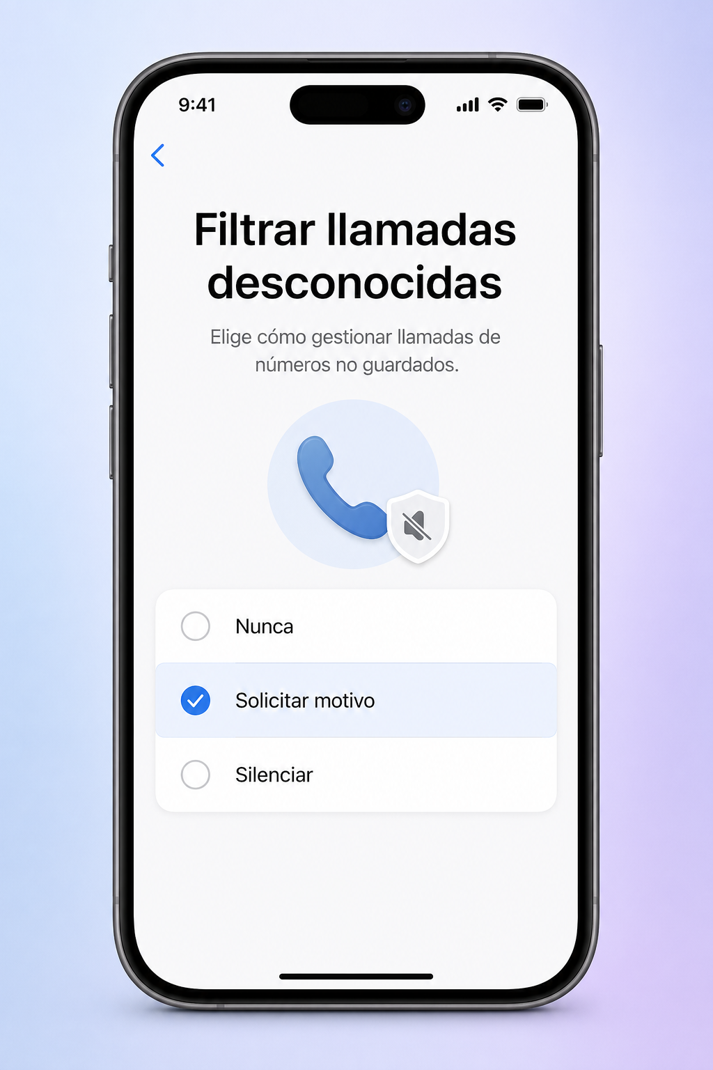 Ajuste para filtrar números desconocidos en iOS 26