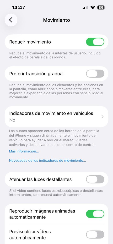 Reducir movimiento iPhone