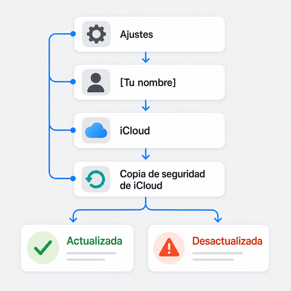 Infografía de ruta para comprobar copia de seguridad en iCloud