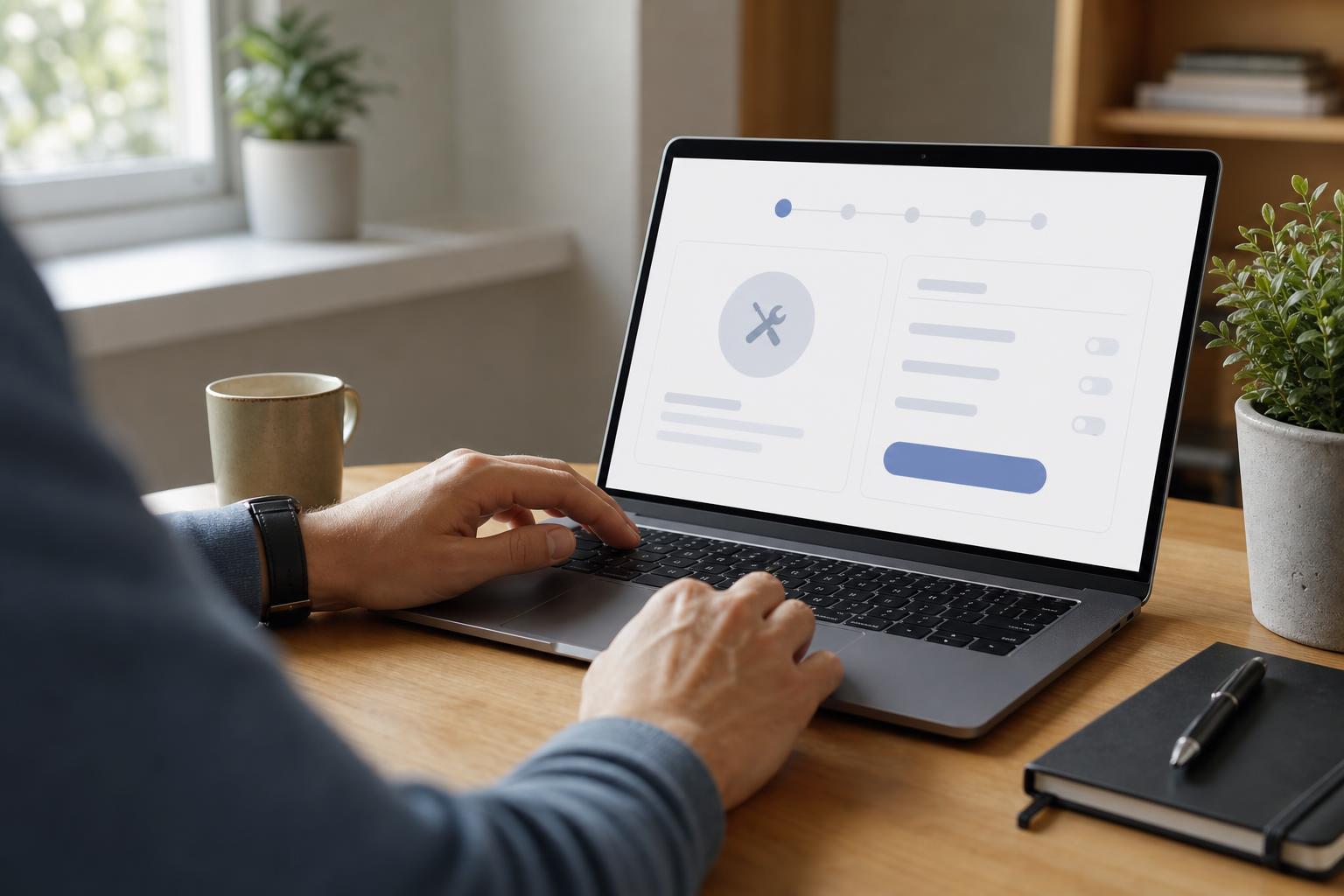 Persona contratando el servicio Fix&Go desde un portátil