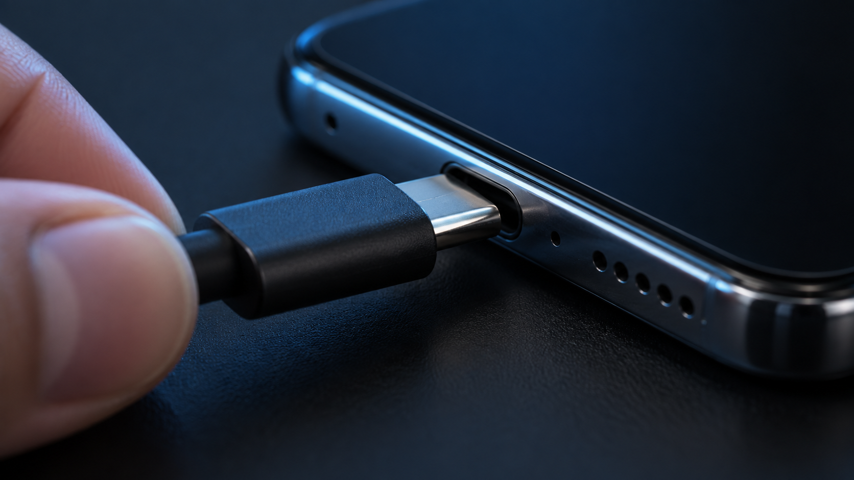 Cómo elegir cargador y cable USB-C: conector USB-C en un smartphone